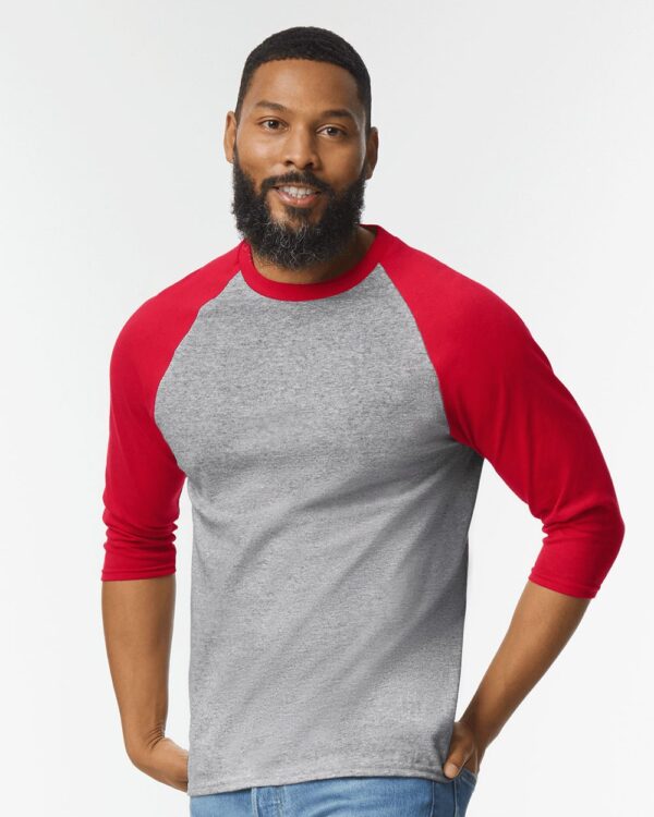 3900_fl Heavy Cotton™ Raglan Three-Quarter Sleeve T-Shirt
